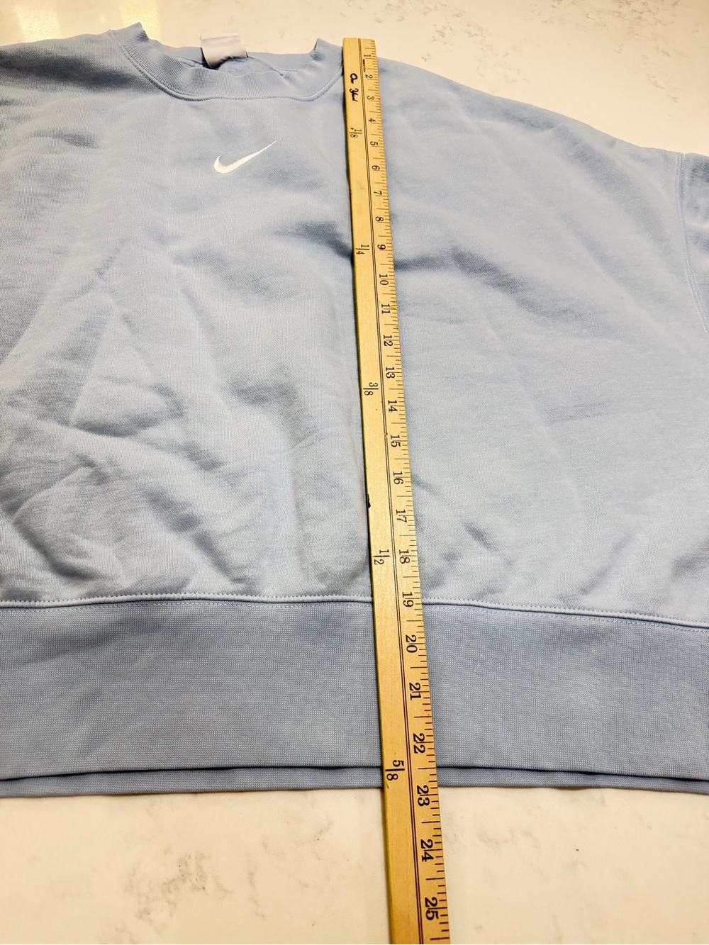 Nike Light Blue Cropped Crew Sweatshirt with White Swoosh - Picture 8 of 10